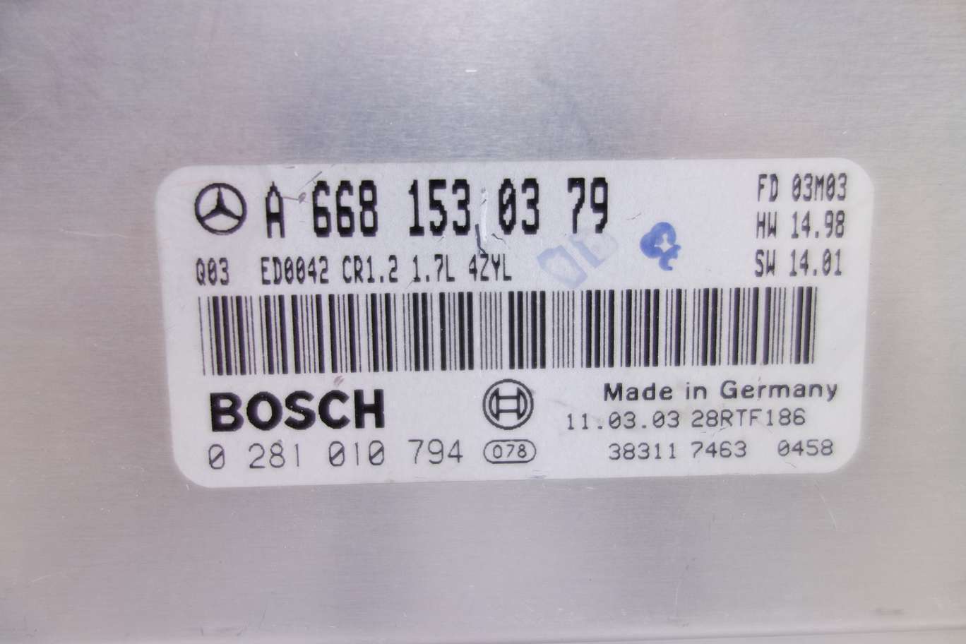 Centralita del motor Mercedes W168 A6681530379 A 668 153 03 79 Q03 Bosch 0281010794 0 281 010 794 - foto 2