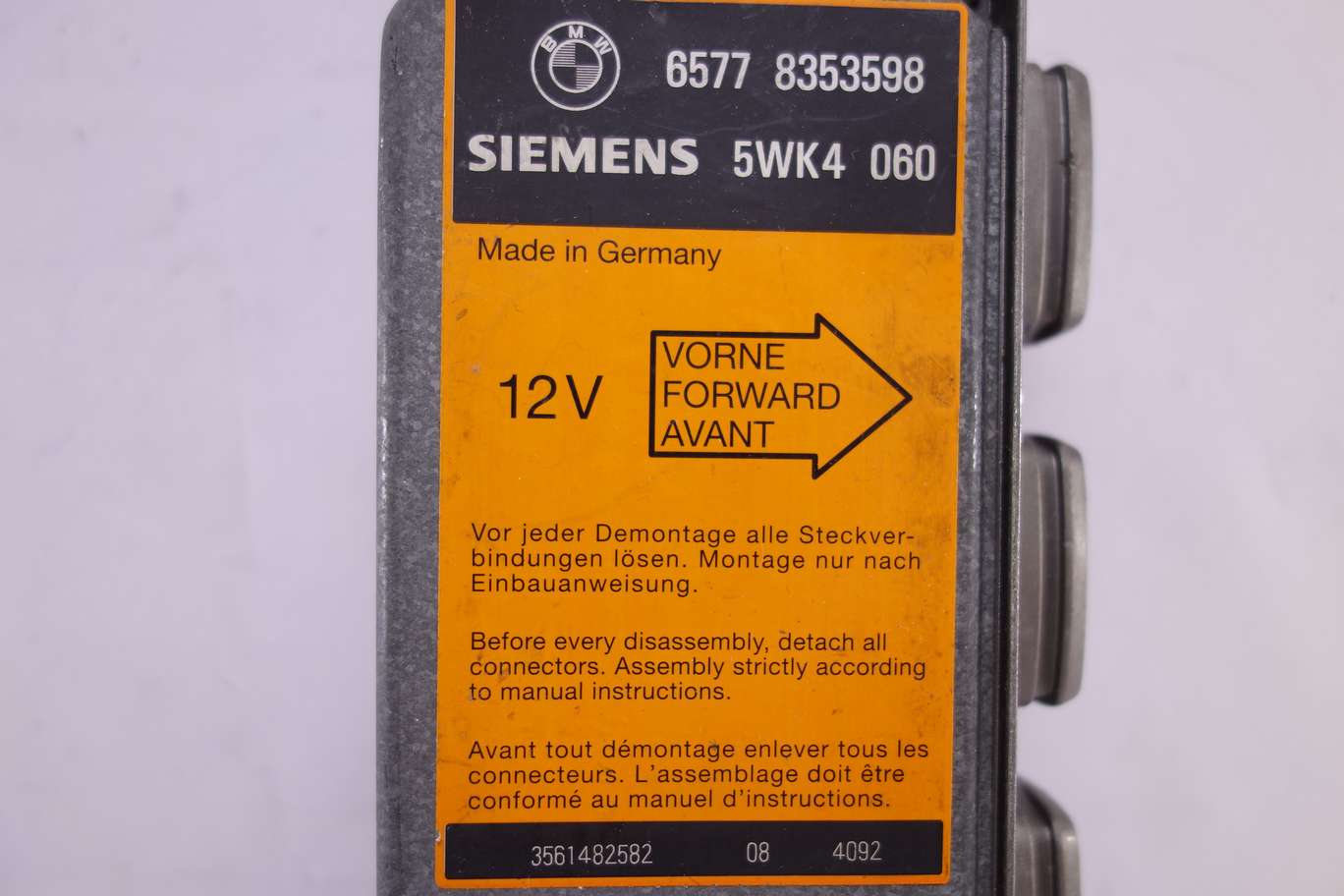 Centralita de airbag BMW M8 65778353598 6577 8353598 Siemens 5WK4060 - foto 2