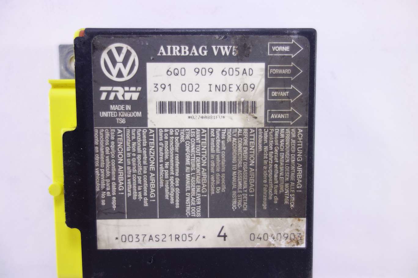 Centralita de airbag Seat Ibiza 6Q0909605AD 6Q0 909 605 AD 391002 391 002 Index 09 - foto 2