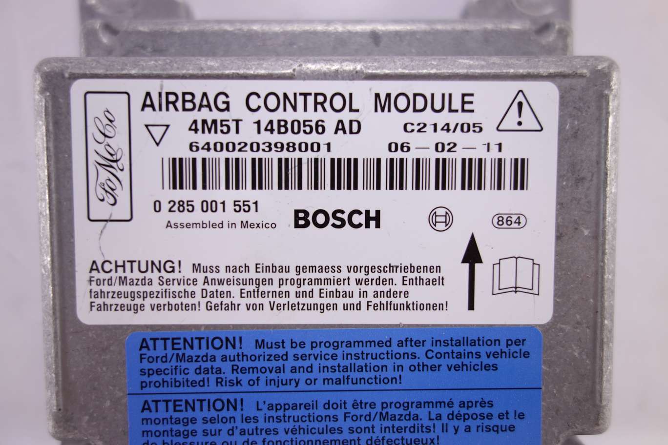 Centralita de airbag Ford Focus 4M5T14B056AD 4M5T 14B056 AD Bosch 0285001551 0 285 001 551 - foto 2
