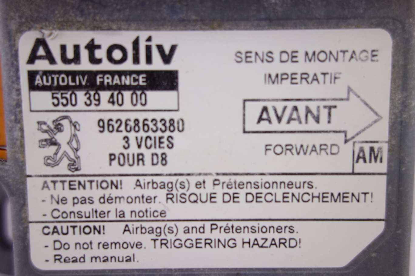 Centralita de airbag Peugeot 406 550394000 550 39 40 00 9626863380 AM - foto 2