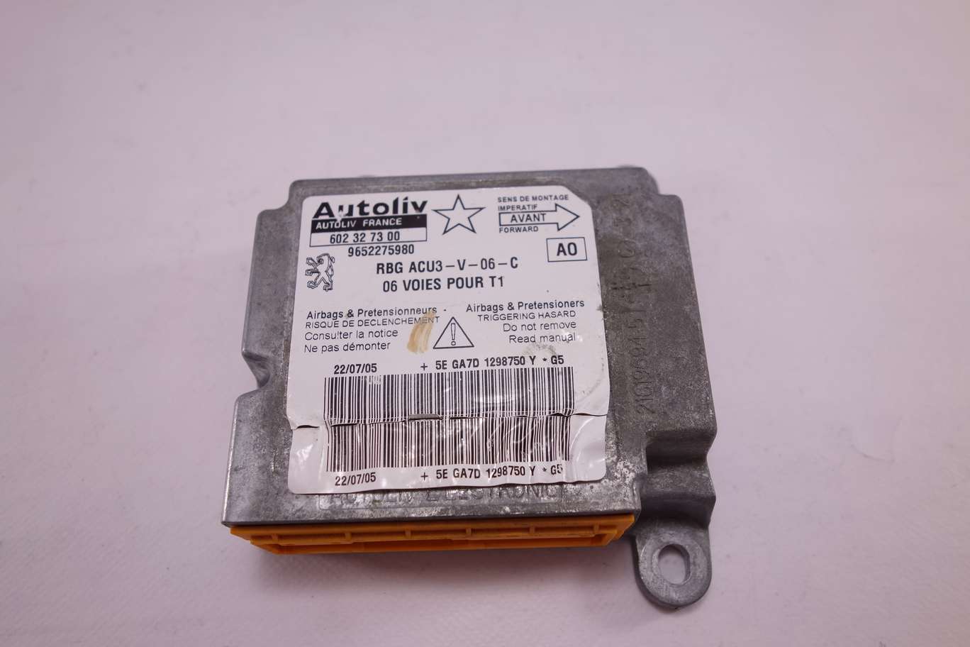 Centralita de airbag Peugeot 206 9652275980 602327300 602 32 73 00 AO - foto 1