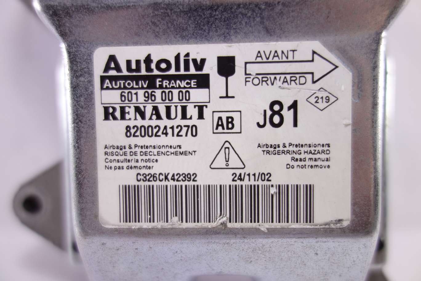 Centralita de airbag Renault Espace 8200241270 601960000 601 96 00 00 AB - foto 2