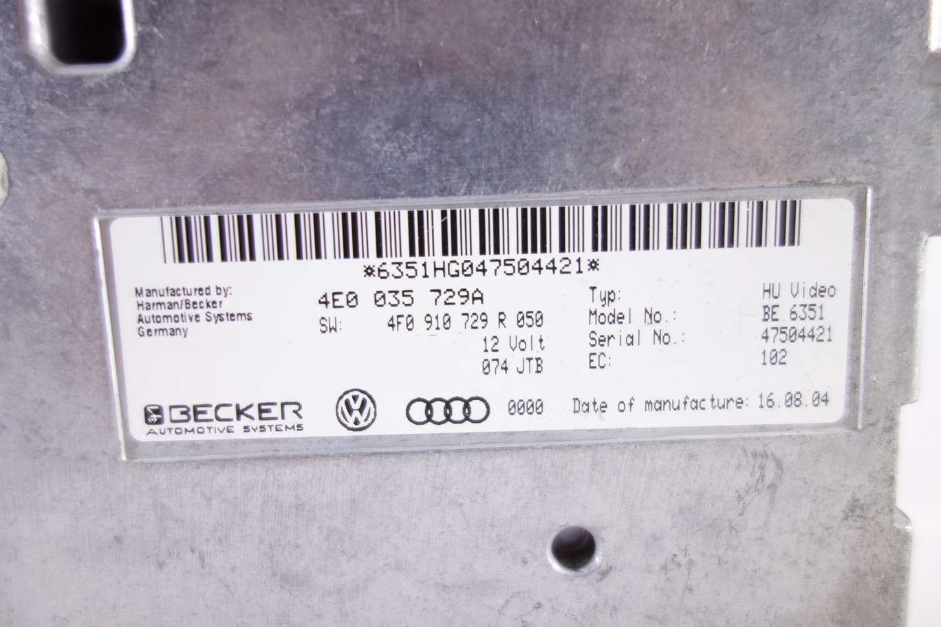 Dispositivo de control Audi Q7 A6 4E0035729A 4E0 035 729A 4F0910729R 050 4F0 910 729 R 050 - foto 2