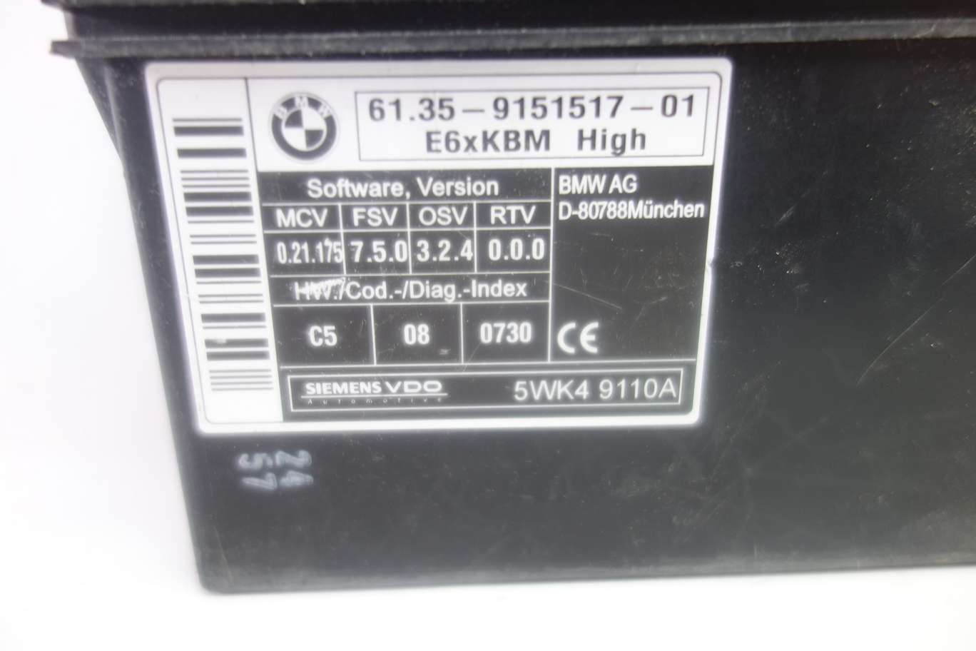 Módulo de confort BMW E60 E61 6135915151701 61.35-9151517-01 Siemens VDO 5WK49110A 5WK4 9110A - foto 2