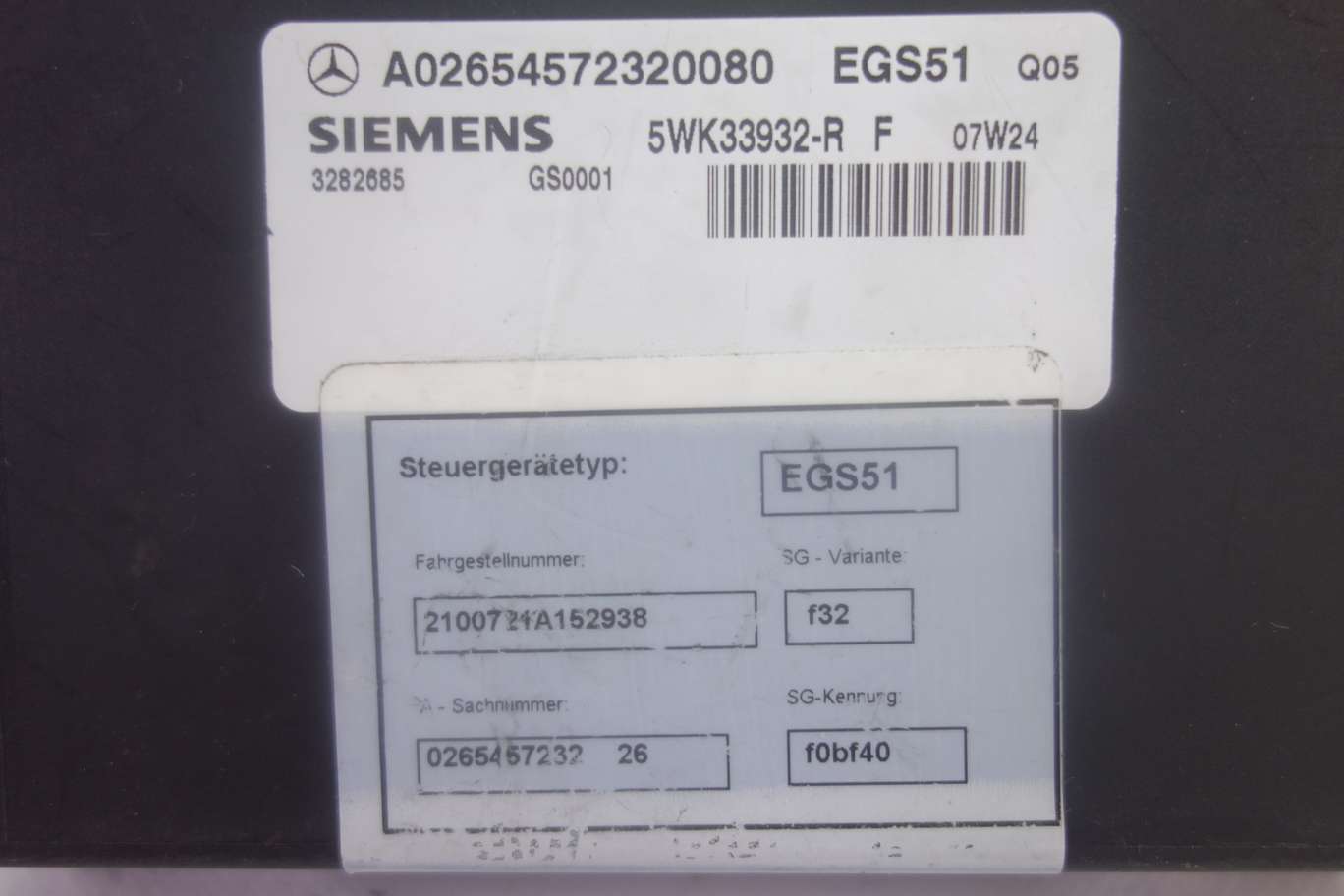 Centralita de control Mercedes W140 A02654572320080 EGS51 Siemens 5WK33932RF 5WK33932-R-F - foto 2