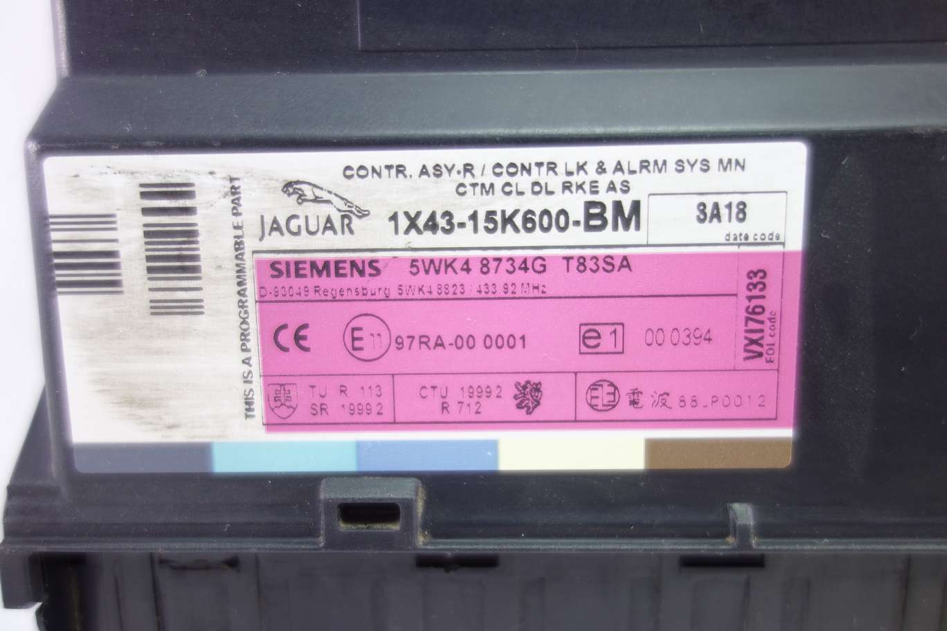 Modulo de cierre Jaguar X-Type 1X4315K600BM 1X43-15K600-BM Siemens 5WK48734G 5WK4 8734G 5WK48823 5WK4 8823 - foto 2