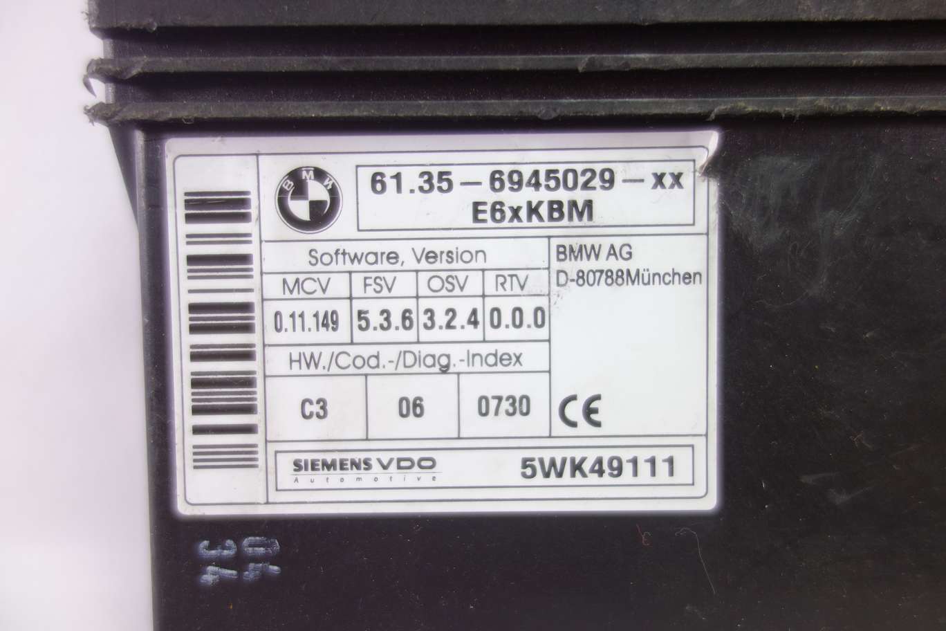 Modulo de confort BMW E61 61356945029XX 61.35-6945029-XX Siemens VDO 5WK49111 - foto 2
