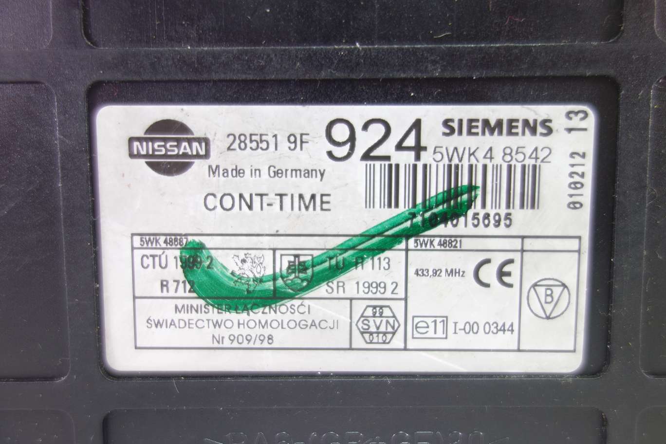 Modulo de cierre Nissan Primera 285519F924 28551 9F924 Siemens 5WK48542 5WK4 8542 - foto 2