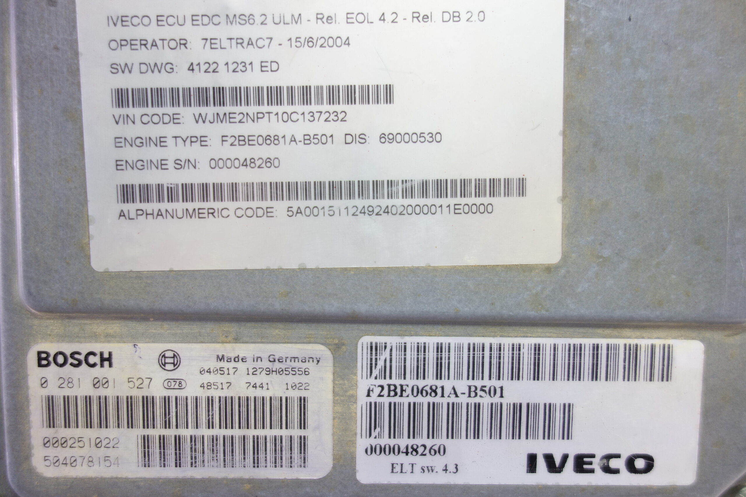 Centralita del motor para Iveco Stralis Bosch 0281001527 0 281 001 527 000251022 504078154 - foto 2