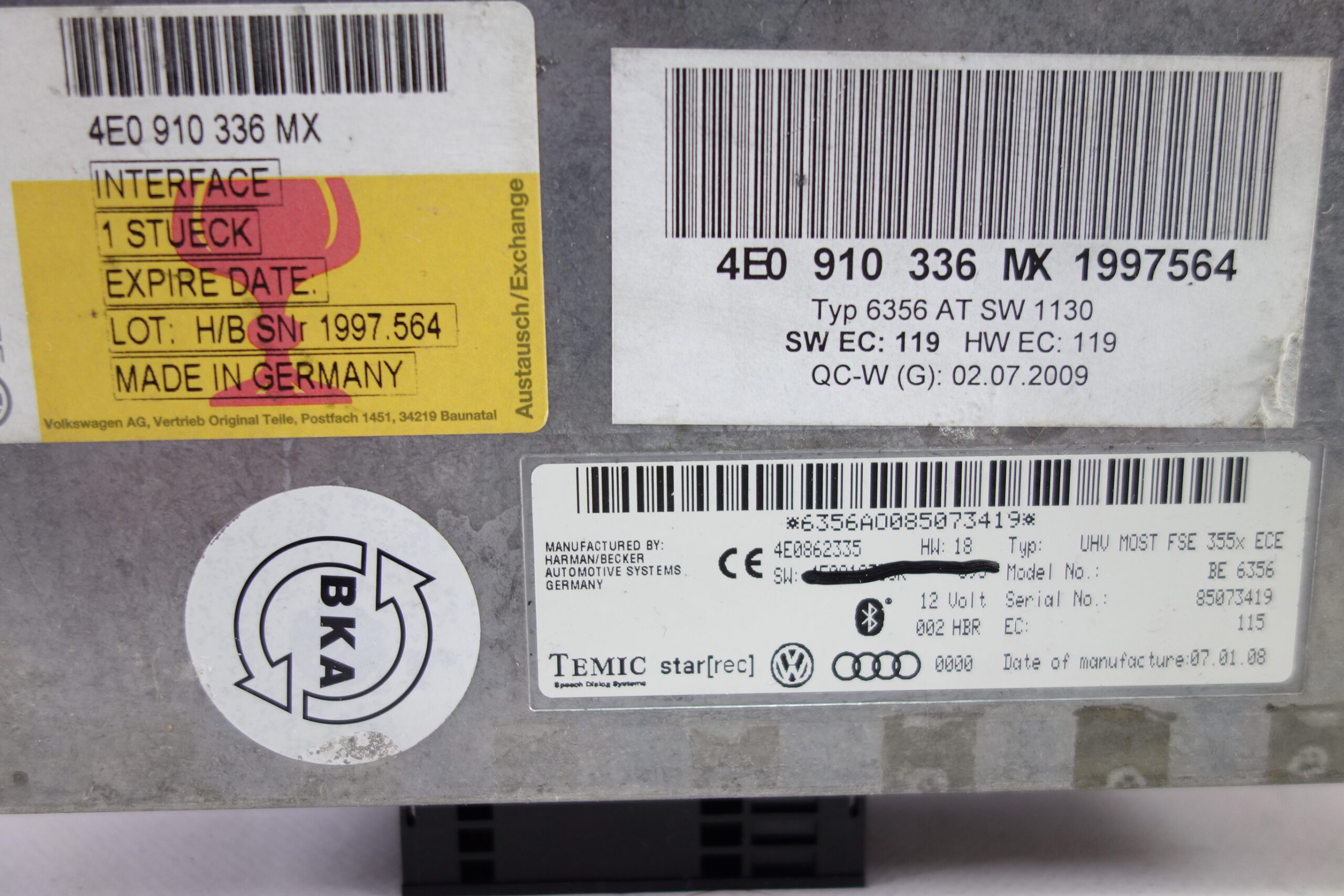 Dispositivo de control Bluetooth AUDI 4E0910336MX 4E0 910 336 MX 4E0862335 - foto 2