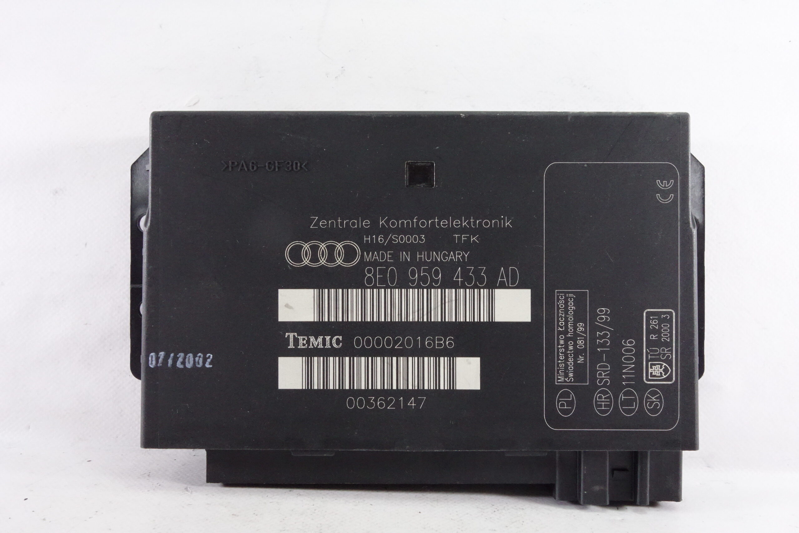 Módulo de control ECU Audi A4 8E0959433AD 8E0 959 433 AD 00002016B6 - foto 1