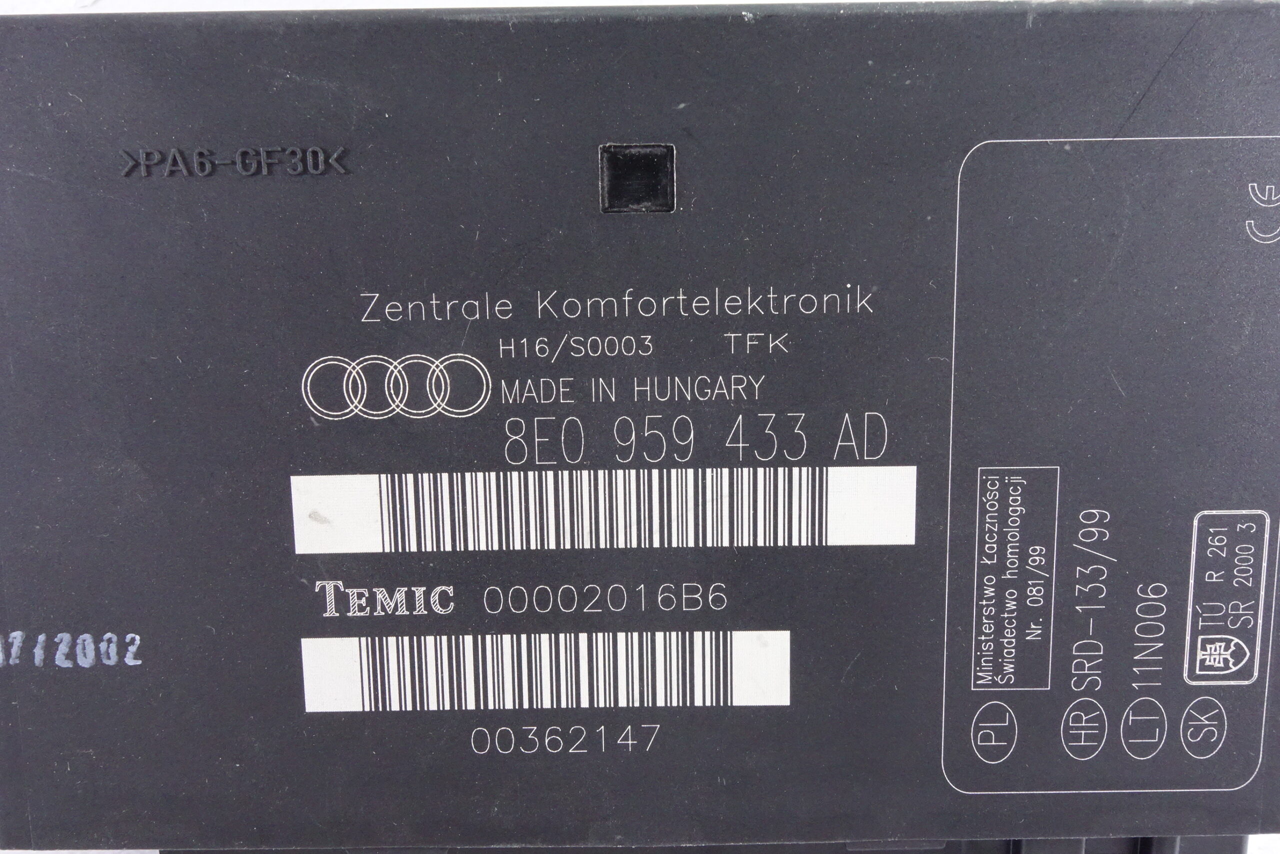 Módulo de control ECU Audi A4 8E0959433AD 8E0 959 433 AD 00002016B6 - foto 2