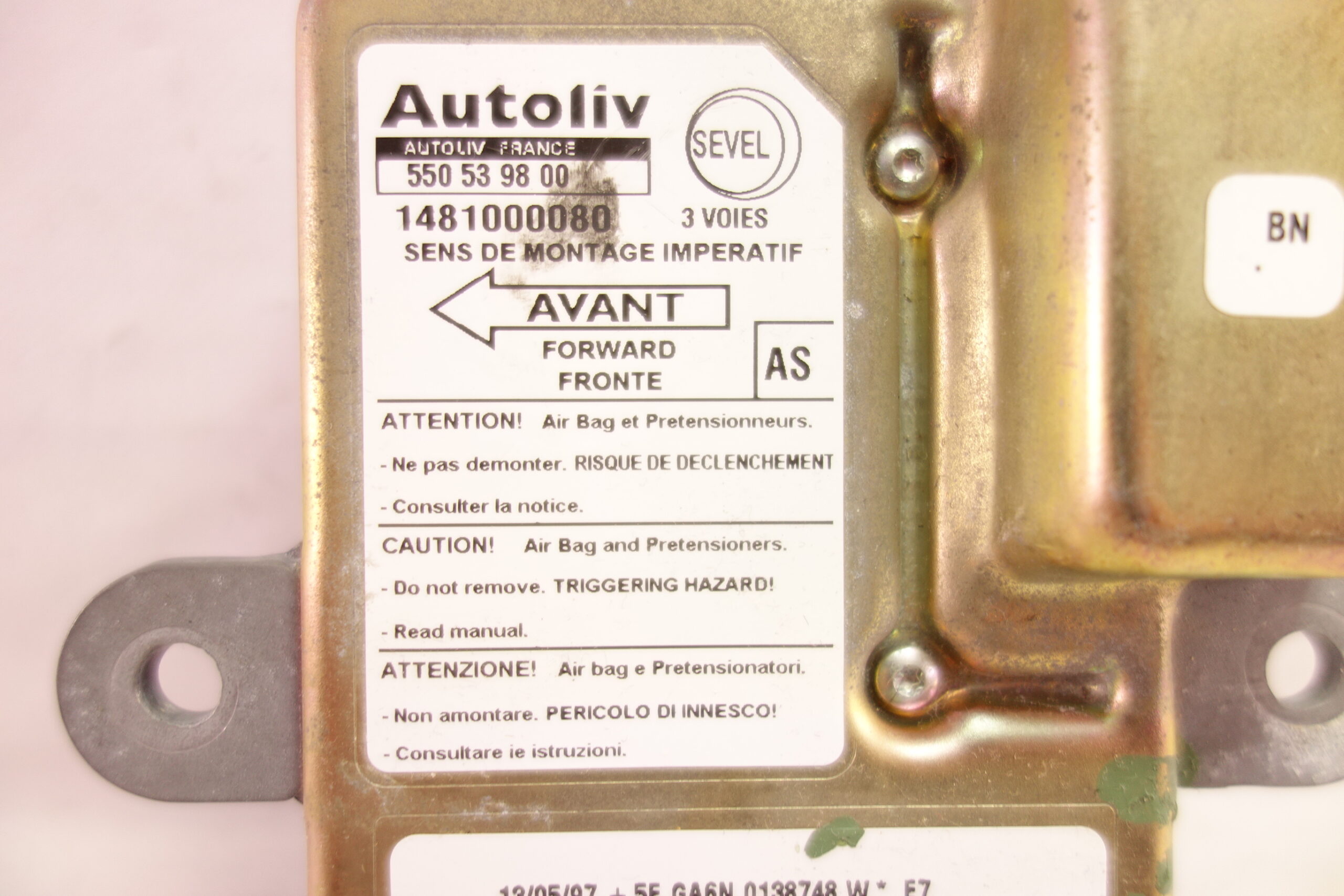 Centralita de airbag Fiat Ulysse 550539800 550 53 98 00 1481000080 AS - foto 1