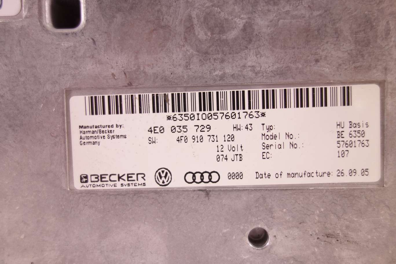 Unidad de control Bluetooth  Audi A6 A8 4E0035729 4E0 035 729 4F0910731120 4F0 910 731 120 - foto 2