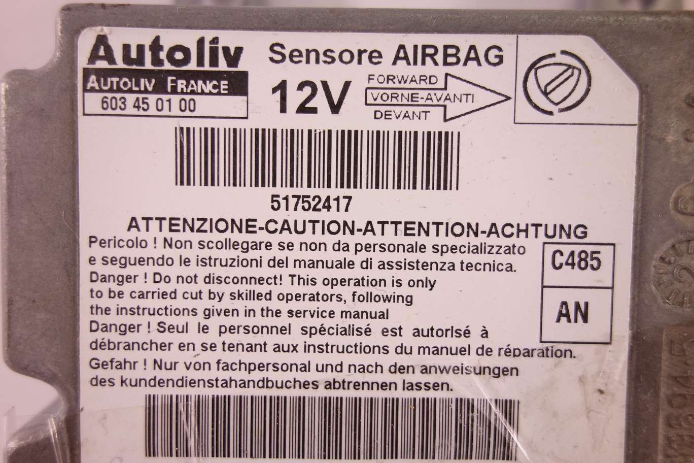Centralita de airbag Lancia Ypsilon 603450100 603 45 01 00 51752417 AN - foto 2