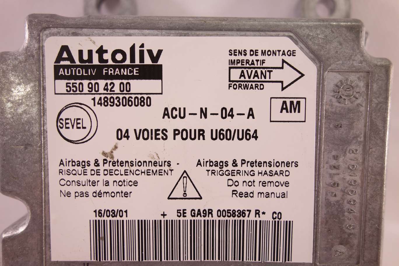 Centralita de airbag Fiat Scudo Peugeot Expert - foto 2