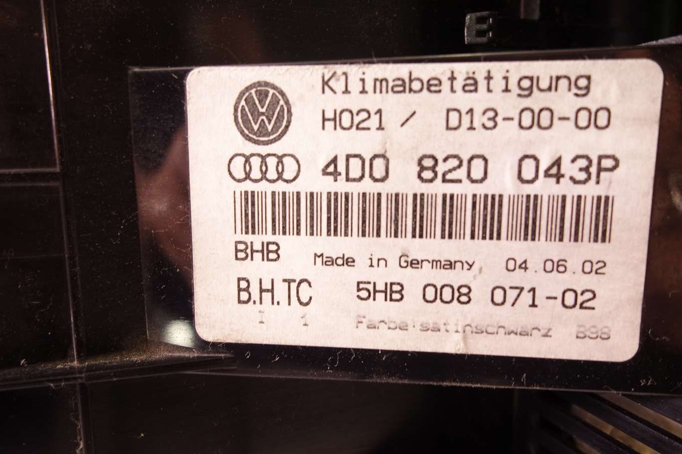 Panel de clima Audi A8 4D0820043P 4D0 820 043P 5HB00807102 5HB 008 071 02 - foto 2