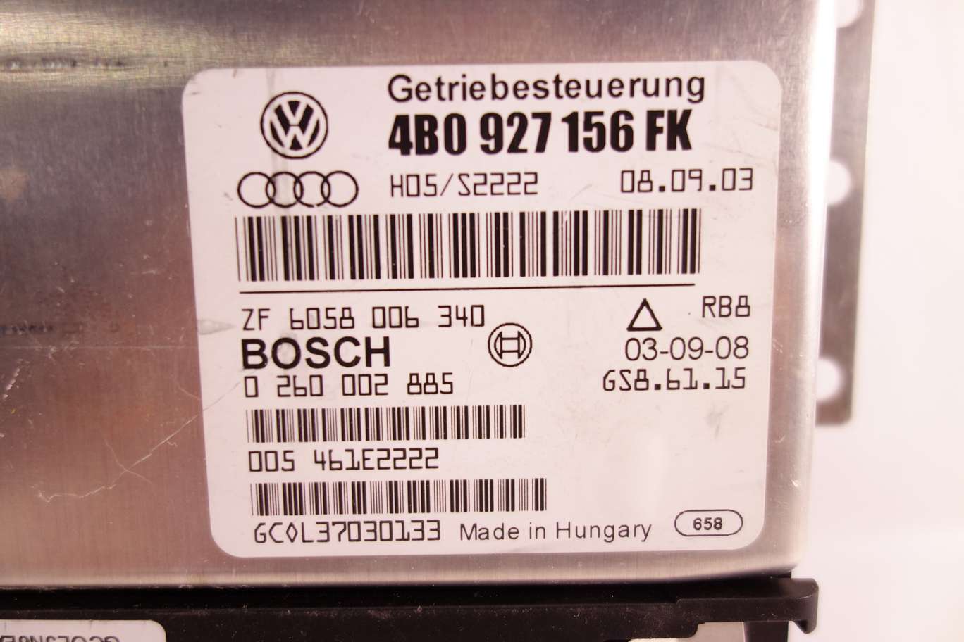 Módulo de control caja de cambios Audi A6 4B0927156FK 4B0 927 156 FK ZF605800634 ZF 6058 006 3400 BOSCH 0260002885 0 260 002 885 8D0971841A - foto 2