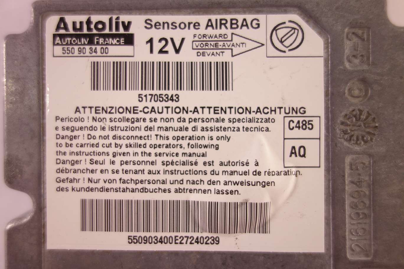 Centralita de airbag Fiat Doblo 550903400 550 90 34 00 51705343 AQ - foto 2