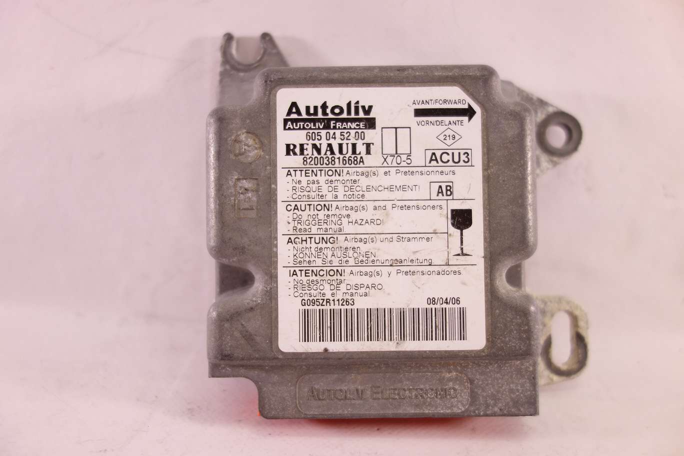 Centralita de airbag Renault Trafic 605045200 605 04 52 00 8200381668A AB - foto 1