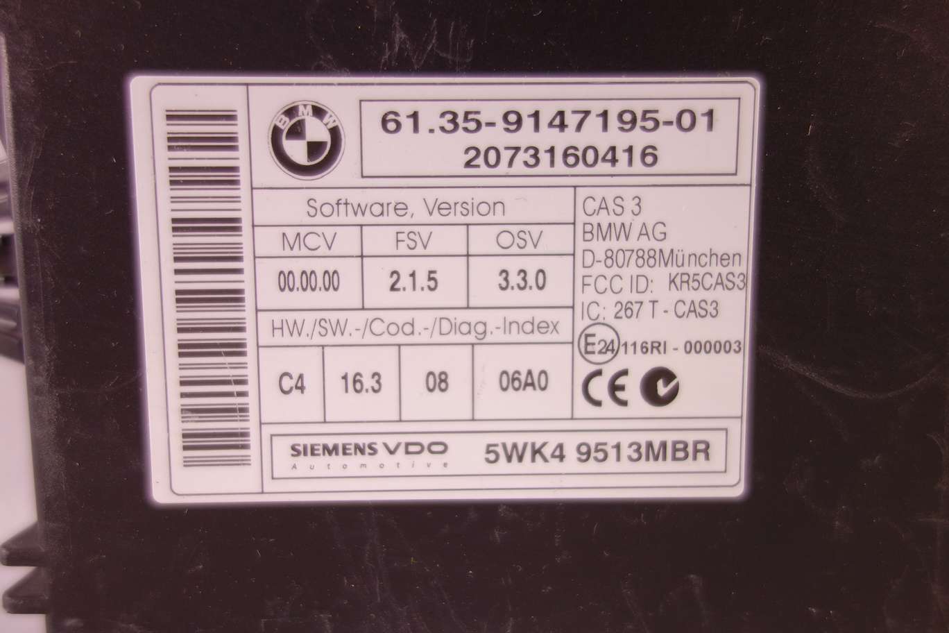 Modulo control de lector de llave BMW Serie 3 6135914719501 61 35 9147195 01 5WK49513MBR 5WK4 9513MBR - foto 2