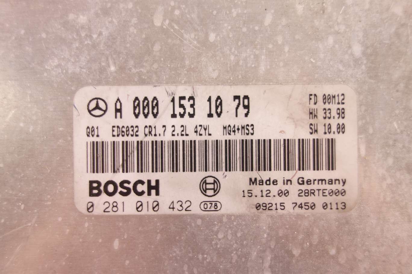 Centralita del motor Mercedes Vito A0001531079 A 000 153 10 79 BOSCH 0281010432 0 281 010 432 - foto 2