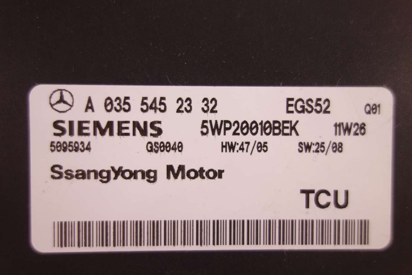 Centralita de control caja de cambios SsangYong A0355452332 A 035 545 23 32 5WP20010BEK - foto 2