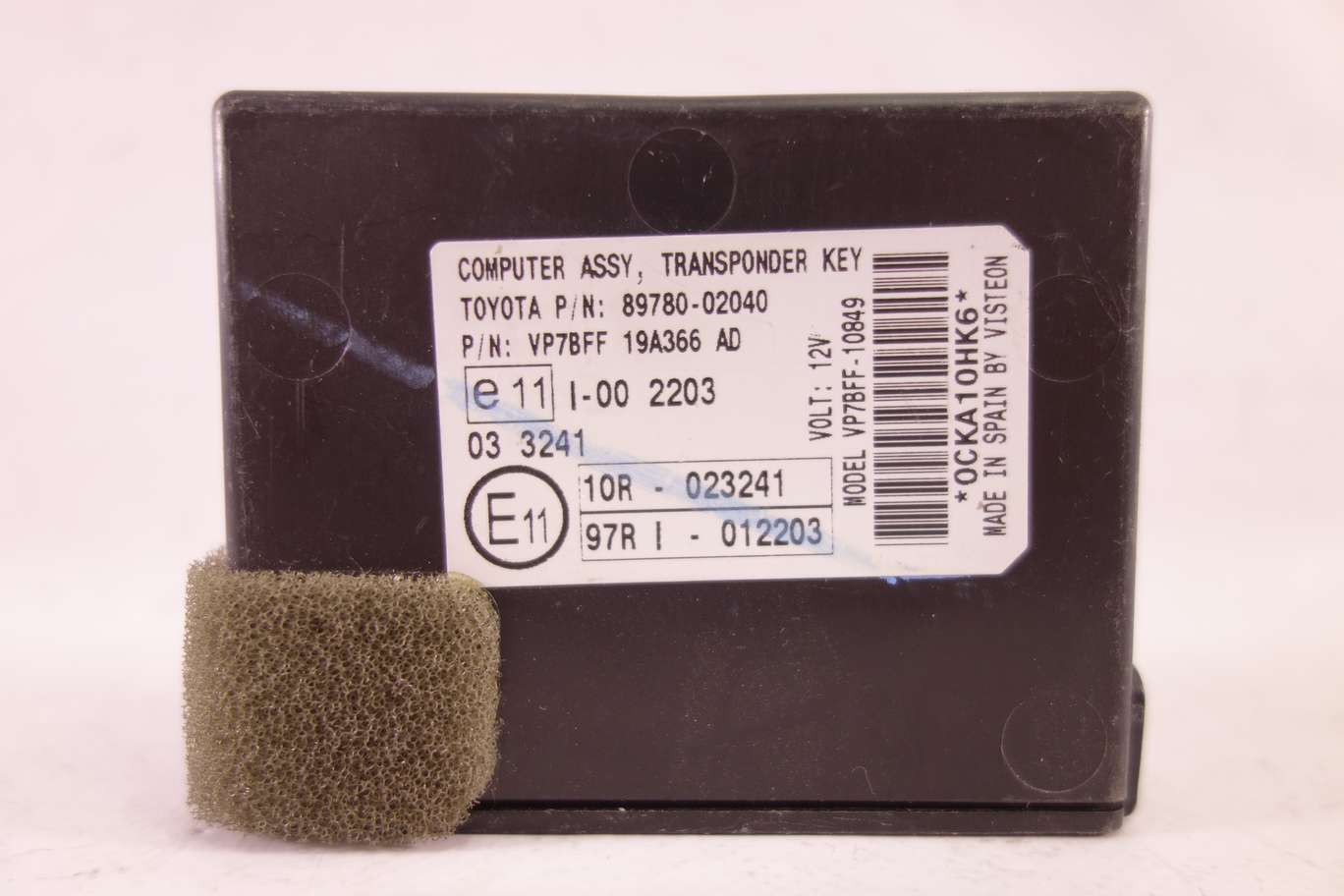 Unidad de control del inmovilizador Toyota Auris 8978002040 89780 02040 19A366AD 19A366 AD 10R023241 10R 023241 97RI012203 97RI 012203 - foto 1