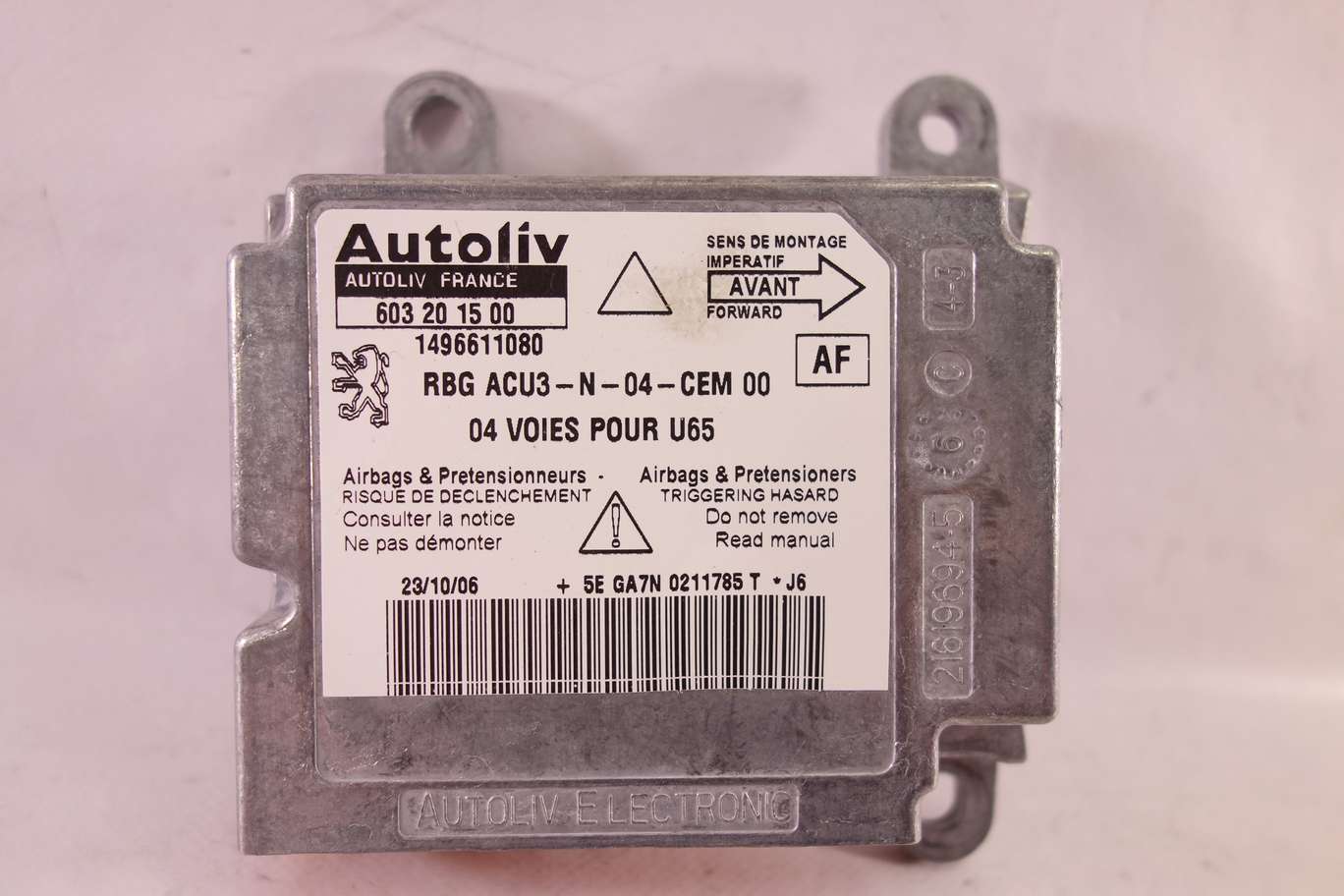 Centralita de airbag Fiat Peugeot 1496611080 603201500 603 20 15 00 AF - foto 1