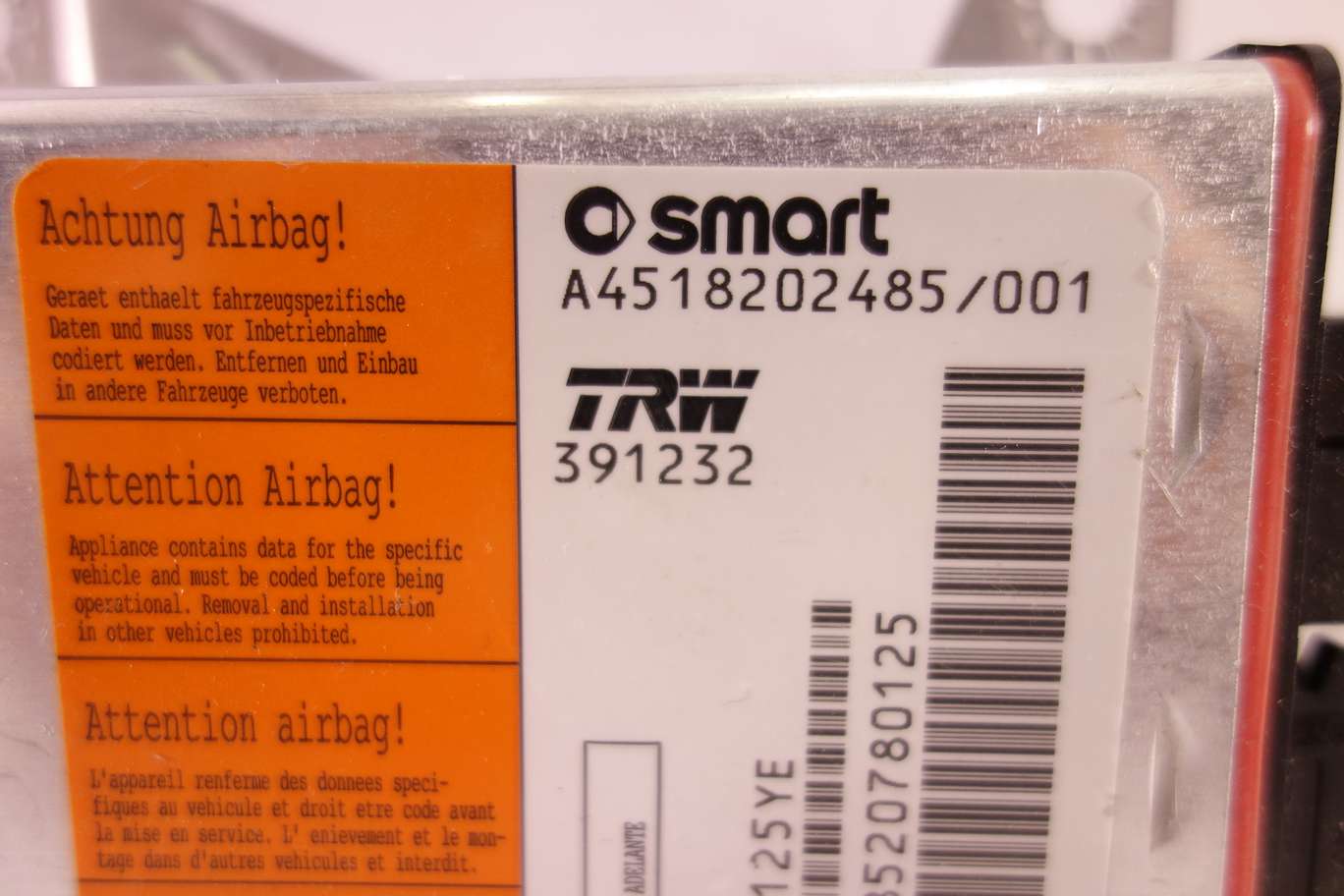 Centralita de airbag Smart ForTwo  A4518202485001 A4518202485 001 391232 - foto 2