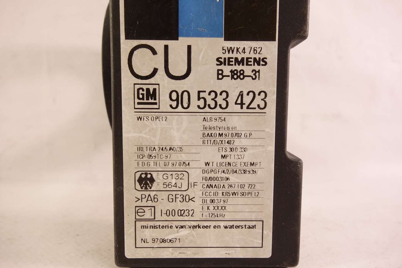Lector de llave Opel Vectra 90533423 90 533 423 SIEMENS 5WK4762 5WK4 762 - foto 2