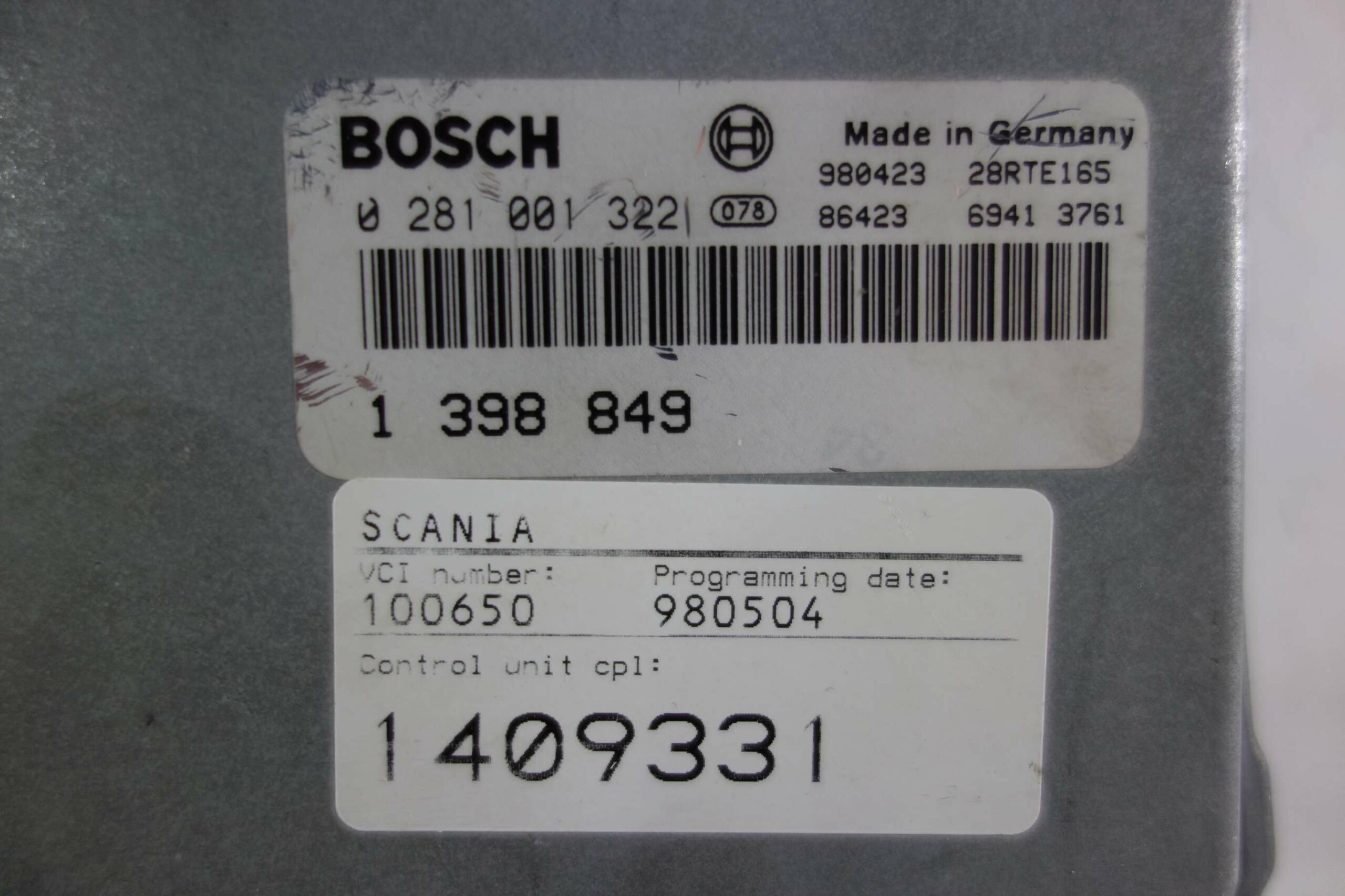 Centralita control de motor EDC Scania BOSCH 0281001322 0 281 001 322 1398849 1 398 849 1409331 - foto 2
