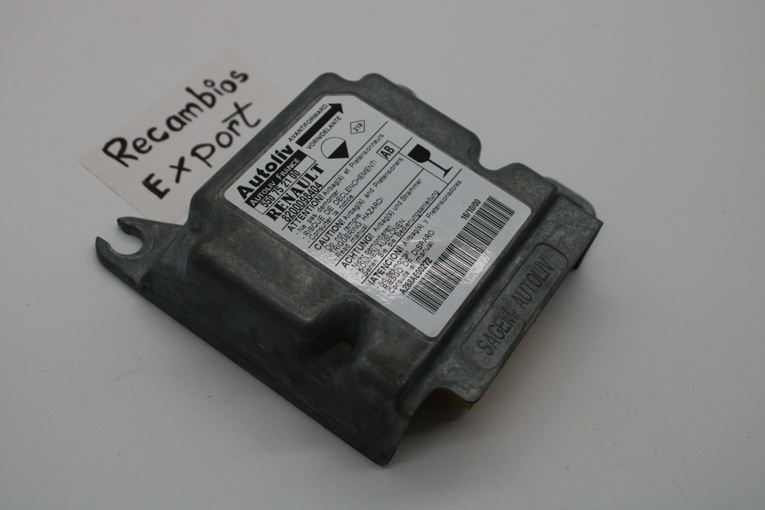 Centralita de airbag Renault Master 550752100 550 75 21 00 8200098404AB 8200098404 AB - foto 1