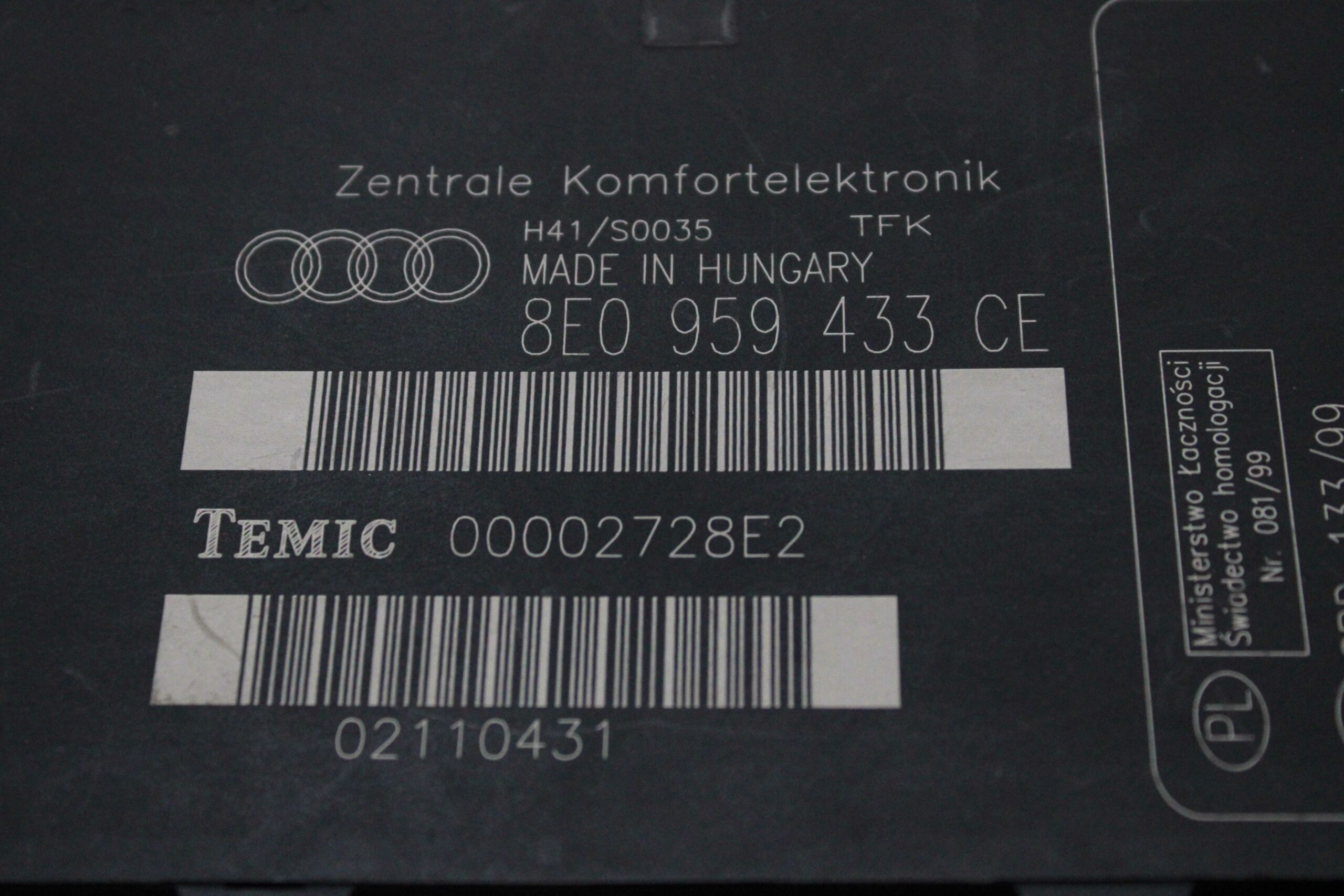 Centralita Confort Audi A4 8E0959433CE 8E0 959 433 CE TEMIC 00002728E2 - foto 2
