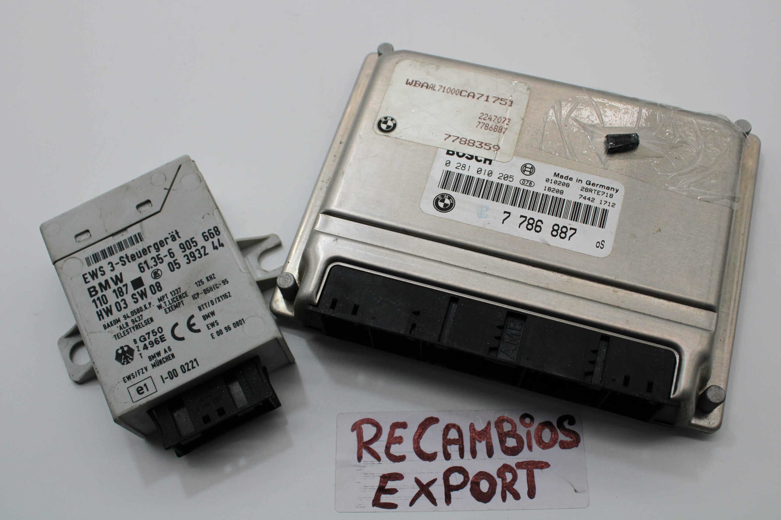 Centralita de Motor Kit con Inmovilizador BMW Serie 3 0281010205 0 281 010 205 7786887 7 786 887 61356905668 61 35 6 905 668 LK 05393244 05 3932 44 - foto 1