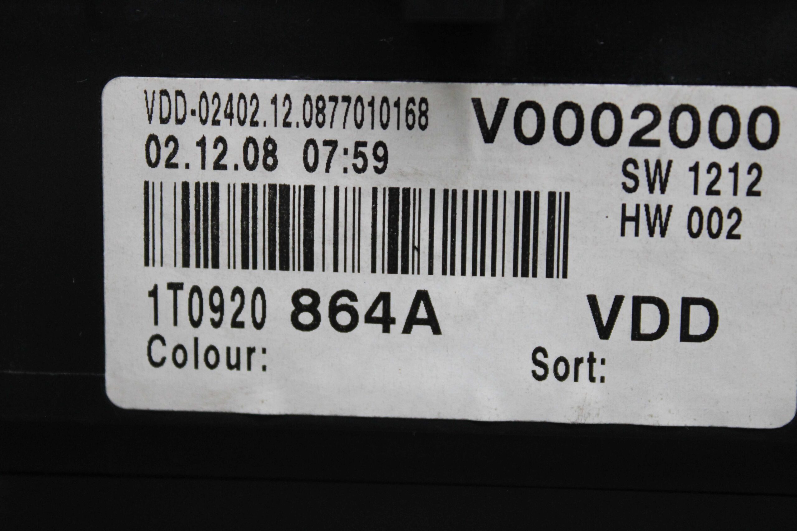 Cuadro de Instrumentos Volkswagen Caddy 1T0920864A 1T0920 864A V0002000 VDO 110080378 003 110 080 378 003 A2C53023102 A2C53025660 - foto 2
