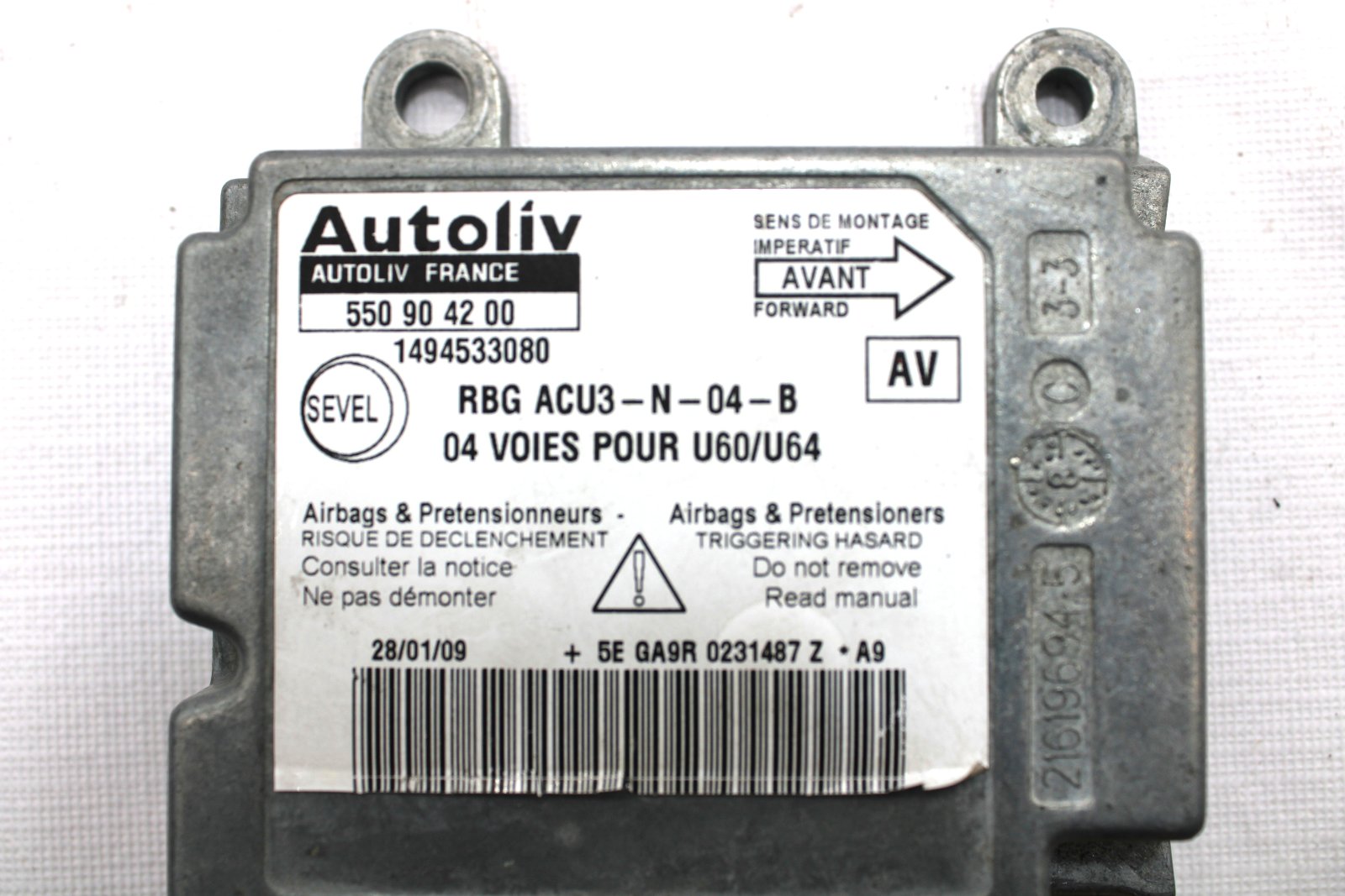 Centralita de airbag Fiat Scudo Peugeot Expert 550904200 550 90 42 00 1494533080 AV - foto 2